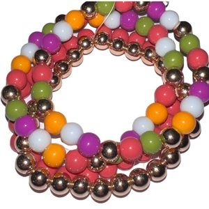 Four Strand Multicolor/Gold Beaded Bracelet